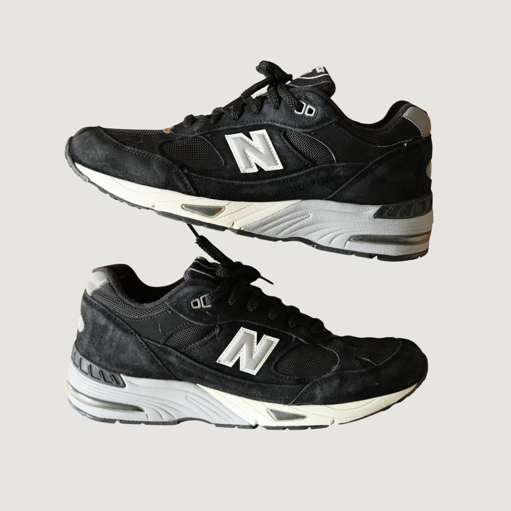New Balance 991 Made in England Black Suede Mesh Running Sneakers M991EKS Size 9